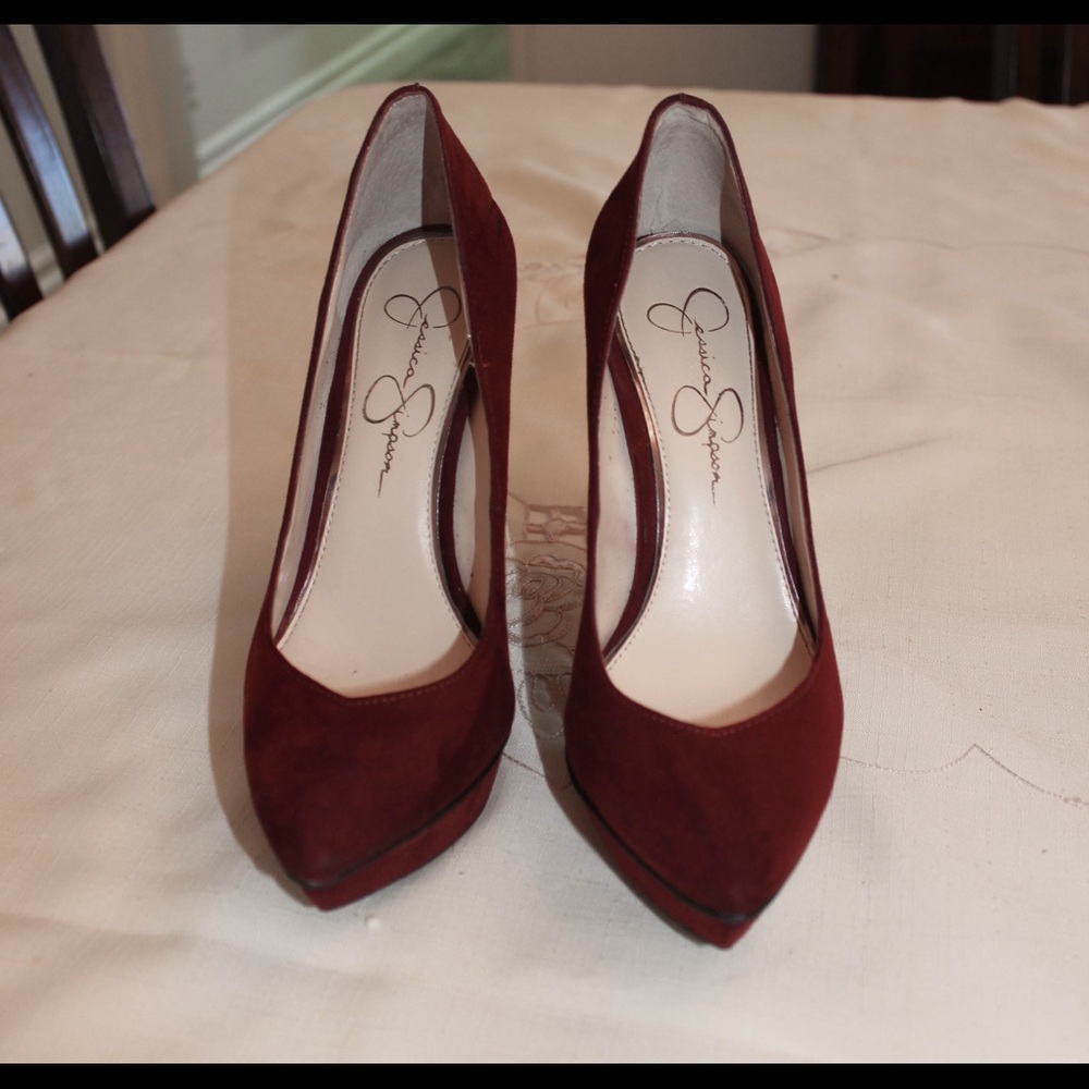 Jessica Simpson Maroon Stilettos